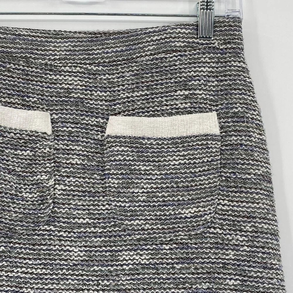 Zara Womens Size Small Gray Knit Jacquard Skirt Contrasting Pockets Preppy